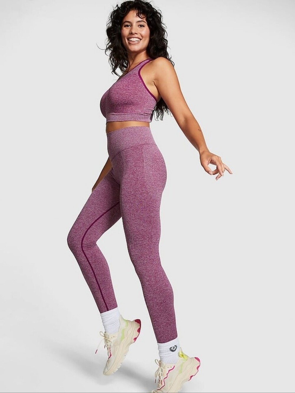 Pink By Victoria Secret Seamless High-Waist Wine-Pink Leggings - Vivid Magenta M